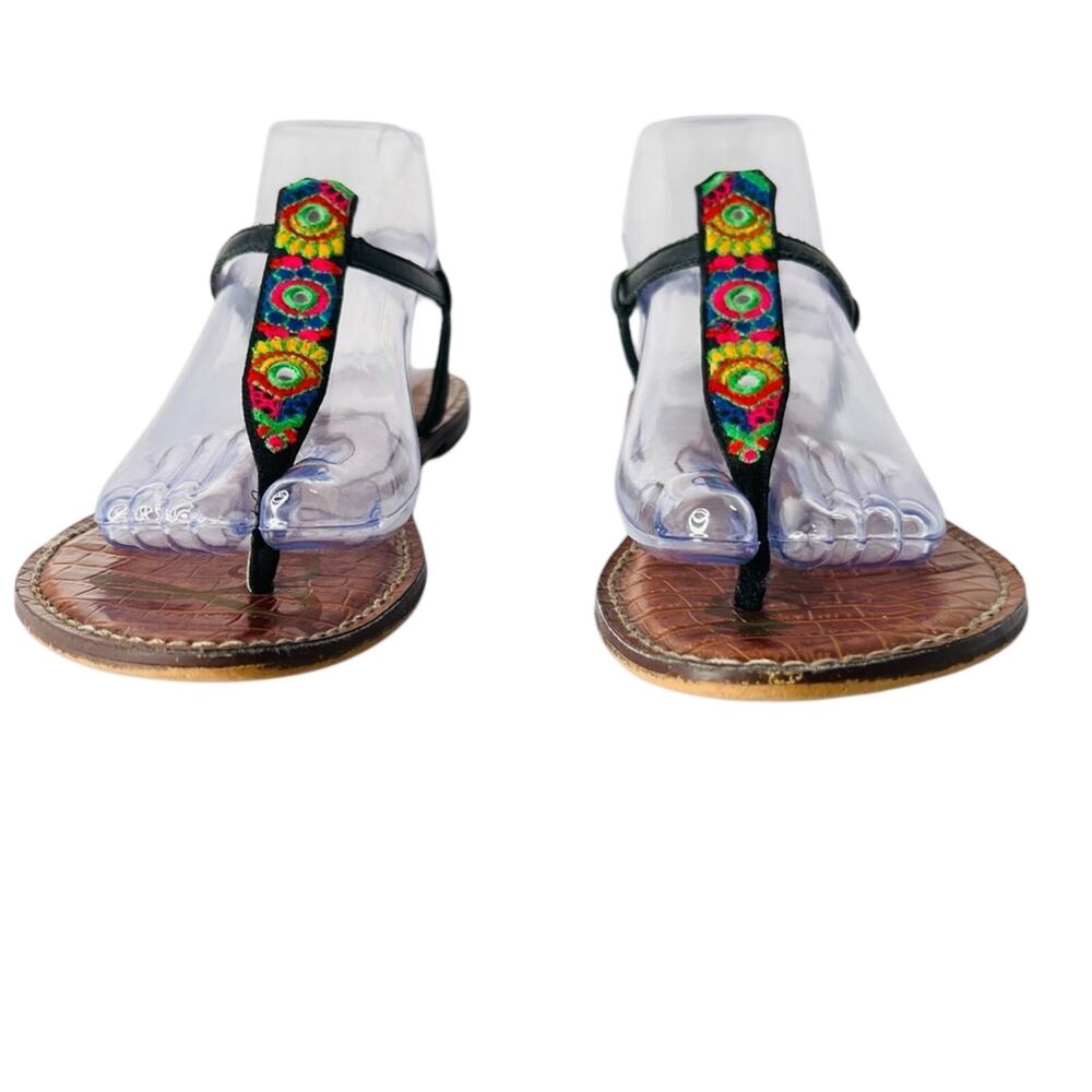 Sam Edelman Sandals 8M Gigi Bombay Embroidered Thong T-Strap Buckle Slingback - Picture 5 of 11